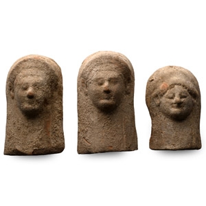 Greek Terracotta Female Protome Group