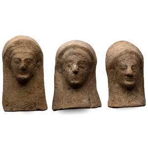 Greek Terracotta Female Protome Group