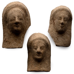 Greek Terracotta Female Protome Group