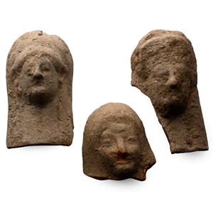 Greek Terracotta Female Protome Group