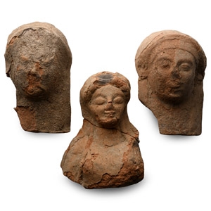 Greek Terracotta Female Protome Group