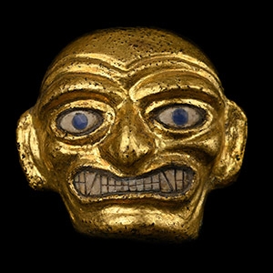 Moche Tumbago Royal Janus Portrait Figure with Inlaid Eyes and Teeth