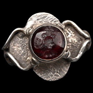 Sasanian Style Silver Ring with Gemstone