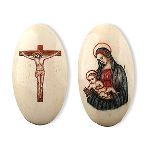 Post Medieval Painted Bone Plaque Pair