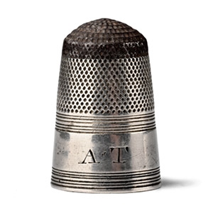 Post Medieval Silver Thimble with Initials AT
