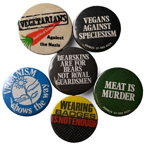 Vegetarian and Vegan Vintage Pin Badge Collection