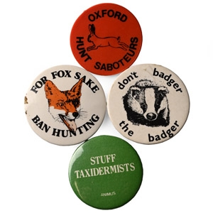 Anti-Hunting Vintage Pin Badge Collection