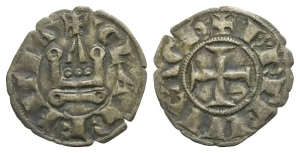 Crusaders, Achaea (Principality). Charles I de Anjou BI Denier Tournois.