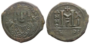 Maurice Tiberius AE 40 Nummi or Follis.