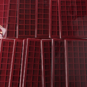 Group of Fourteen Red Velour Coin Trays.