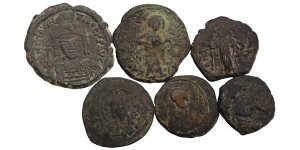 Group of Six [6] Byzantine and Other AE Coins.
