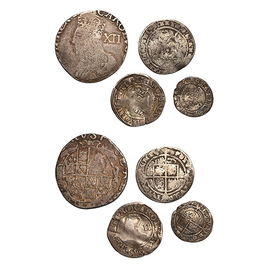 Group of Four [4] Tudor and Stuart Hammered Coins.