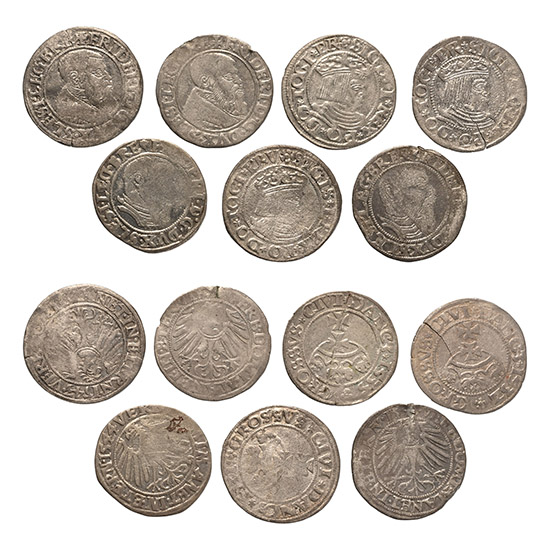Group of Seven [7] Poland, Frederick and Sigismund I AR Groschen.