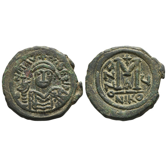 Maurice Tiberius AE 40 Nummi or Follis.