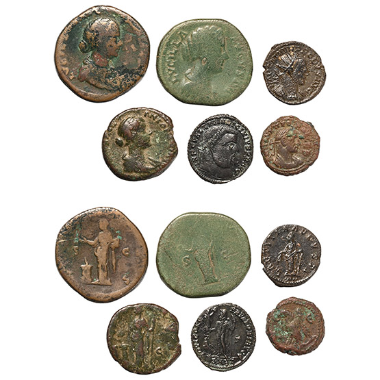 Group of Six [6] Roman AE Coins.