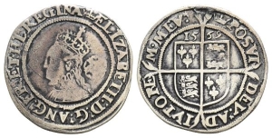 England. Tudor, Elizabeth I AR Sixpence.
