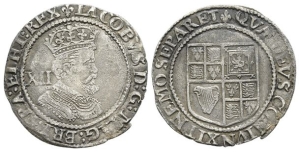 England. Stuart, James I AR Shilling.