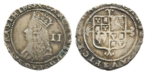 England. Stuart, Charles II AR Twopence.