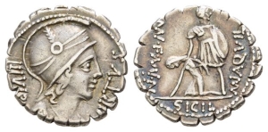 Mn. Aquillius Mn. f. Mn. n. AR Serrate Denarius.