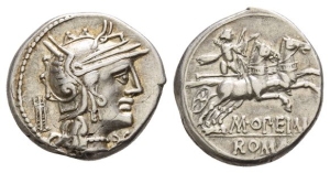 M. Opeimius AR Denarius.
