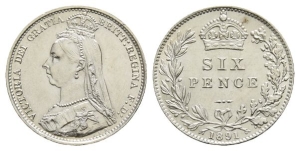 Great Britain. Hanover, Victoria AR Sixpence.