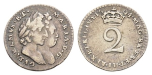 England. Stuart (Orange), William and Mary AR Twopence.