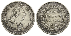 Great Britain. Hanover, George III AR 1 Shilling 6 Pence or Eighteenpence Bank Token.