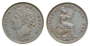 Great Britain. Hanover, George IV CU Third-Farthing.