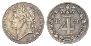 Great Britain. Hanover, George IV AR Maundy Fourpence.