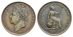 Great Britain. Hanover, George IV CU Farthing.