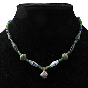 Roman Green and Blue Glass Bead Necklace String