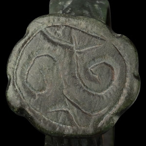 Medieval Bronze Ring with Scrolls