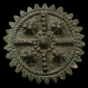 Stuart Period Bronze Ring with Cross and Bosses