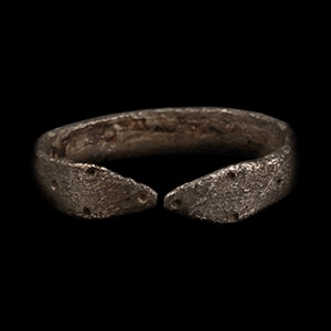 Roman Silver Ring with Snake Heads