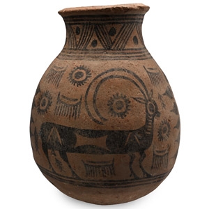 Indus Valley Mehrgarh Terracotta Jar with Ibexes, Trees and Symbols