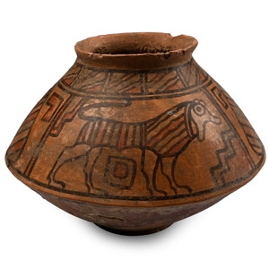 Indus Valley Mehrgarh Terracotta Geometric Vase with Animals