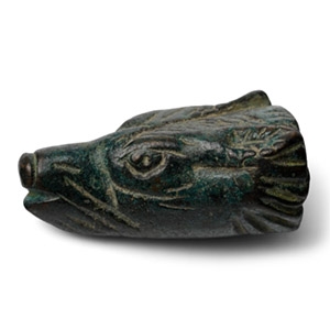 Roman Bronze Wolfs Head Terminal