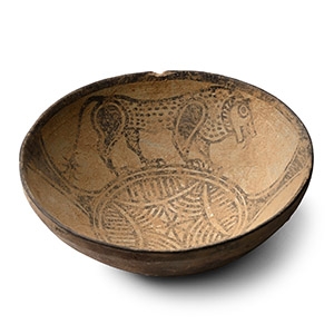 Indus Valley Mehrgarh Terracotta Bowl with Wolf and Ibex