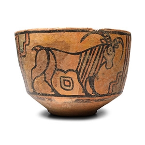Indus Valley Mehrgarh Terracotta Bowl with Ibex and Lion