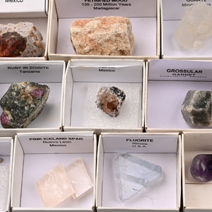 Boxed and Labelled Mineral Specimen Collection