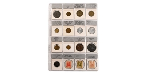 Group of Sixteen [16] Miscellaneous Tokens and Stamps.