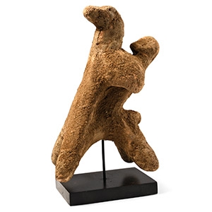 Archaic Greek Terracotta Figure of Mounted Warrior with Shield