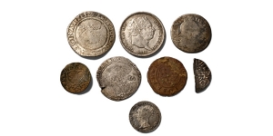 Group of Eight [8] English Coins and Tokens.