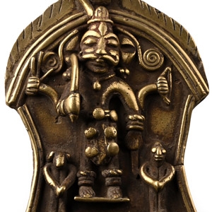 Sacred Copper-Alloy Plaque with Shiva and Attendants