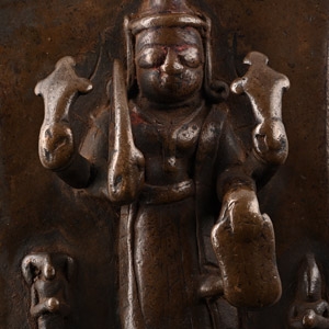 Sacred Copper-Alloy Plaque with Shiva and Attendants