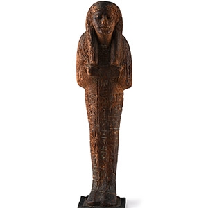 Egyptian Wooden Shabti with Hieroglyphic Inscription