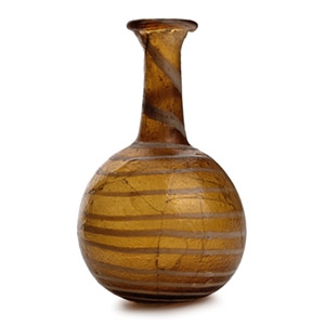Roman Honey-Coloured Flask with White Trail