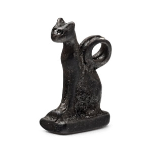 Egyptian Silver Bastet as Seated Cat Amulet