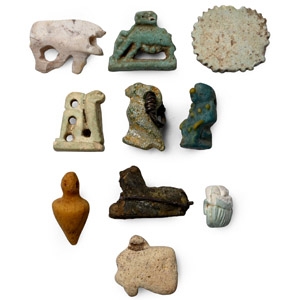 Egyptian Faience and Hardstone Amulet Group