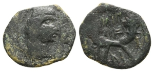 Nabataea, Aretas IV, with Shaqilat AE 20mm.